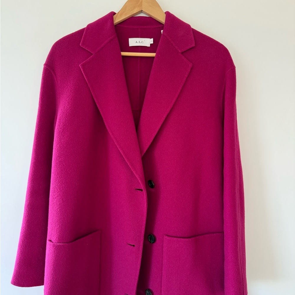 A.L.C. Fuchsia wool coat women’s size 2 - 82% virgin wool, tailor fit